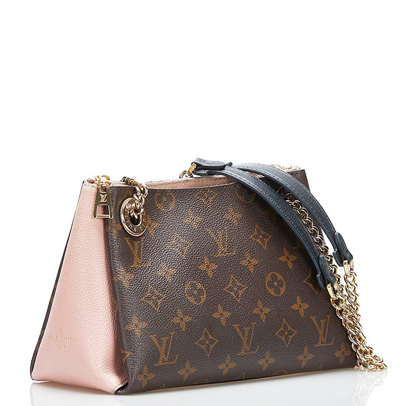 Louis Vuitton Monogram Surenne BB Chain Shoulder Bag Brown Pink PVC Leather