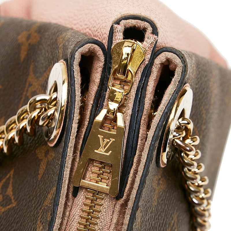 Louis Vuitton Monogram Surenne BB Chain Shoulder Bag Brown Pink PVC Leather