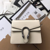 DYONYSUS SHOULDER BAG 20 IN WHITE CALFSKIN SILVER HARDWARE Amelia