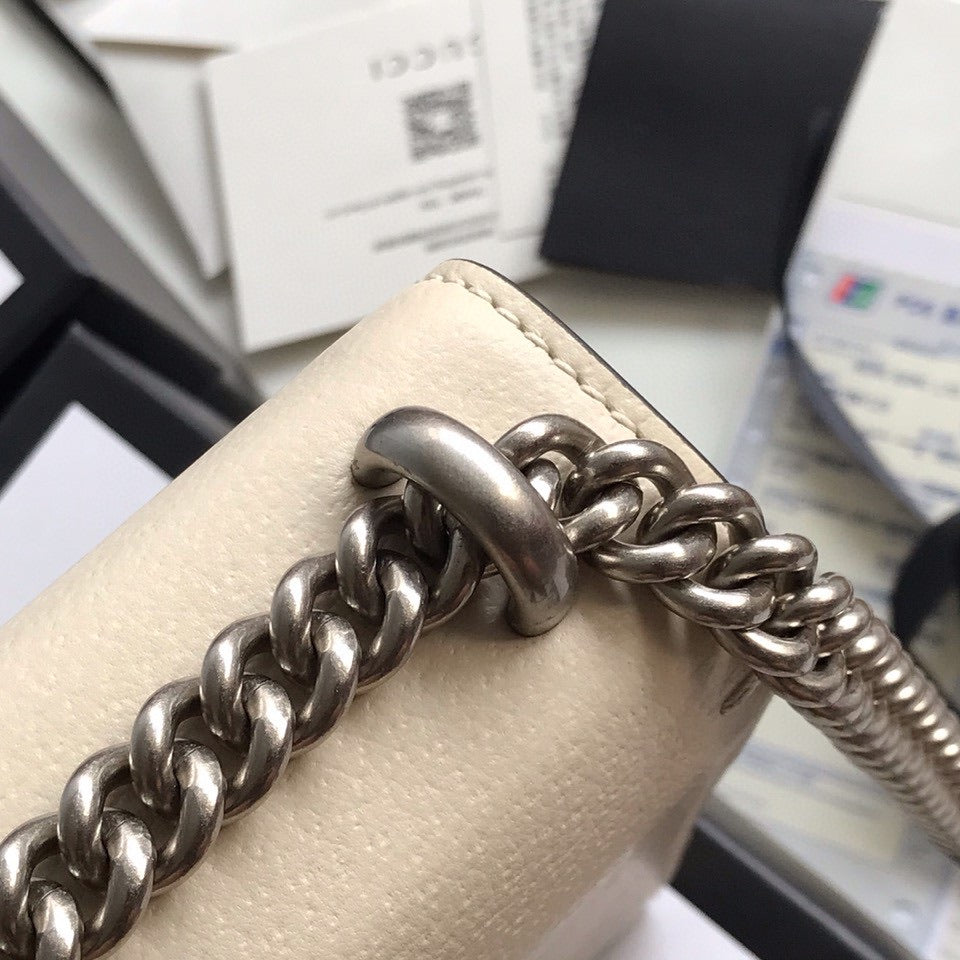 DYONYSUS SHOULDER BAG 20 IN WHITE CALFSKIN SILVER HARDWARE Amelia