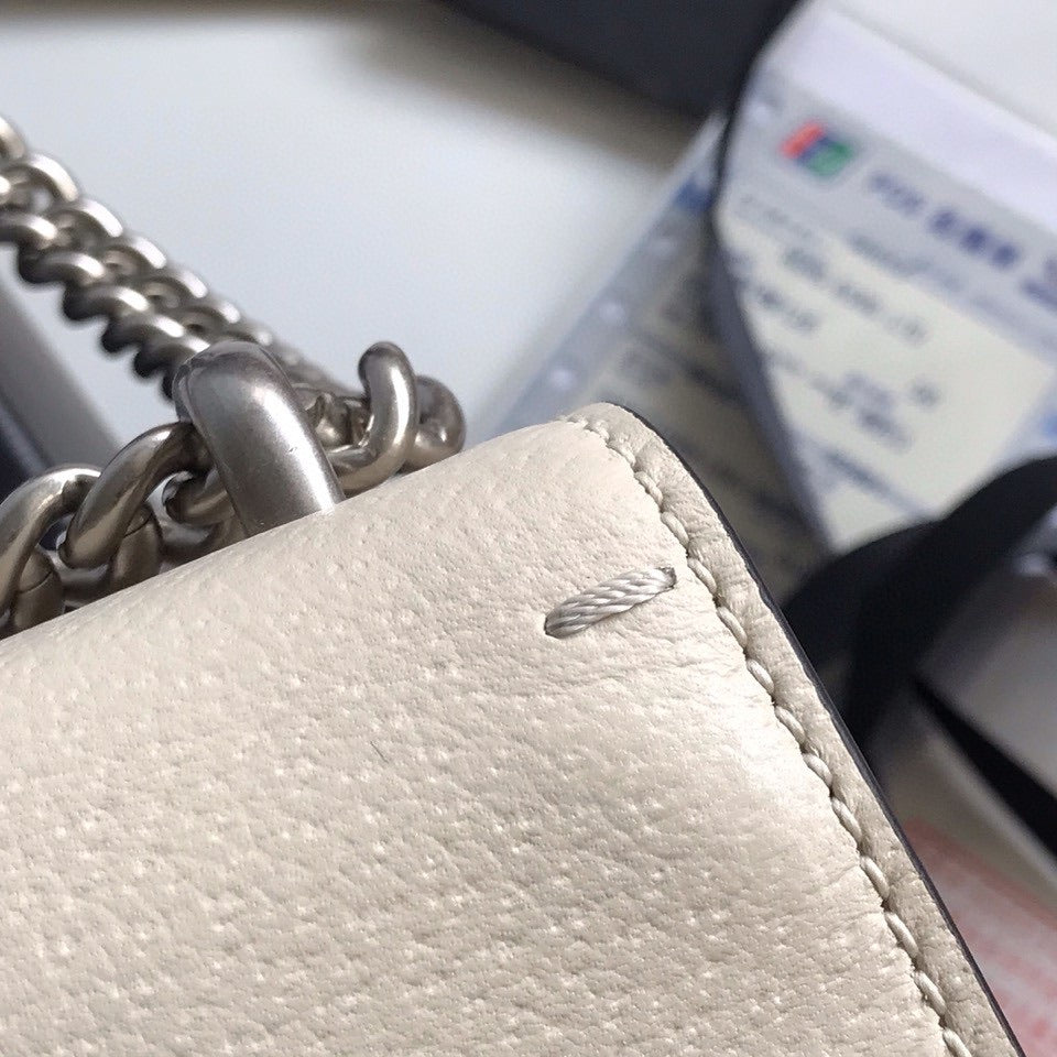 DYONYSUS SHOULDER BAG 20 IN WHITE CALFSKIN SILVER HARDWARE Amelia