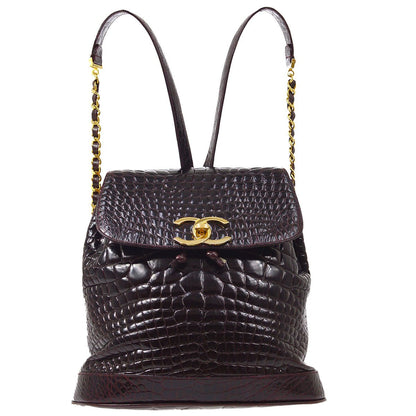 CHANEL * 1986-1988 Backpack Bordeaux Crocodile