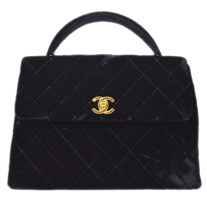 CHANEL 1996-1997 Black Velvet Quilted Kelly 25 10343