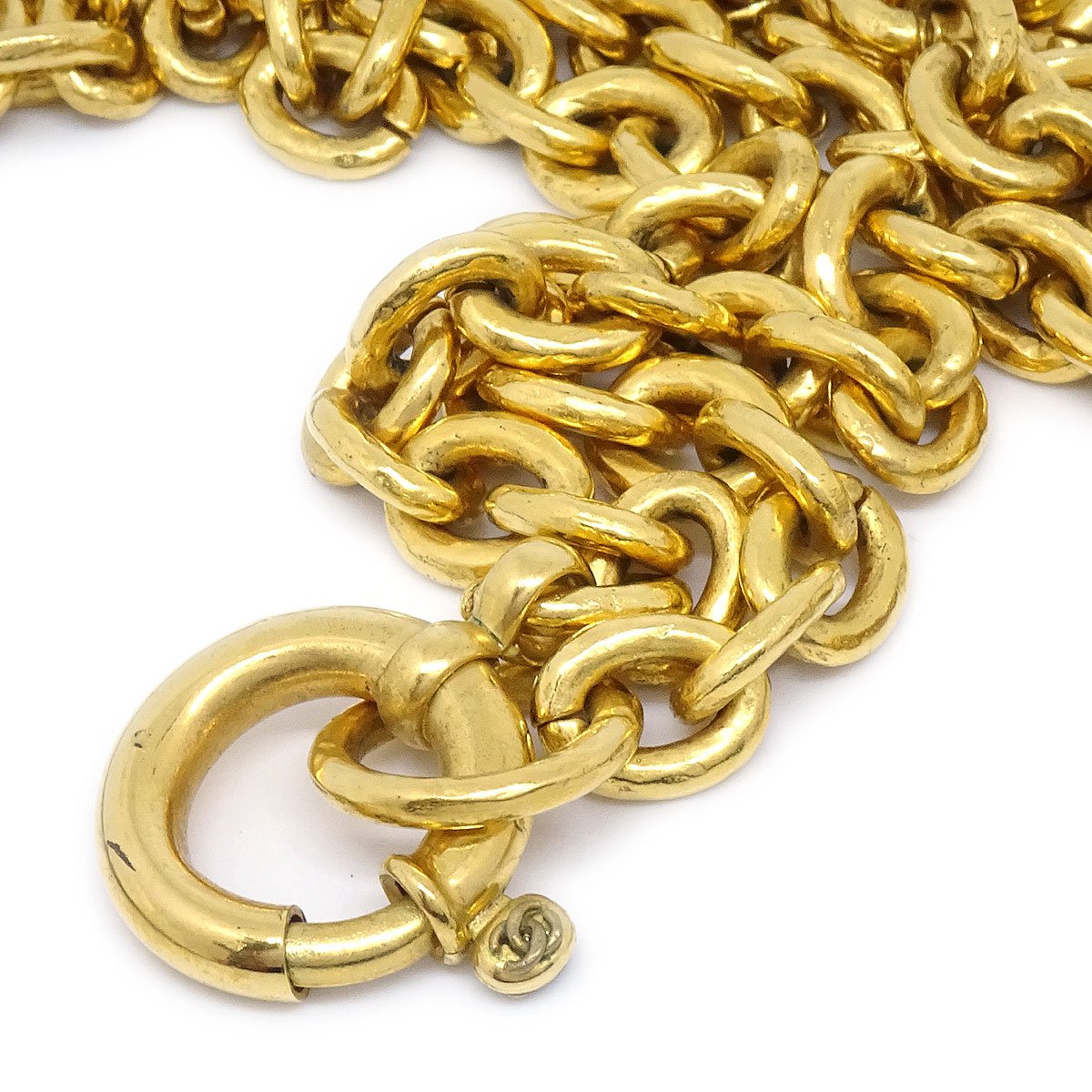 CHANEL Cutout Medallion Gold Pendant Necklace 90200