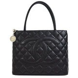 CHANEL 2000-2001 Black Caviar Medallion Tote 90555