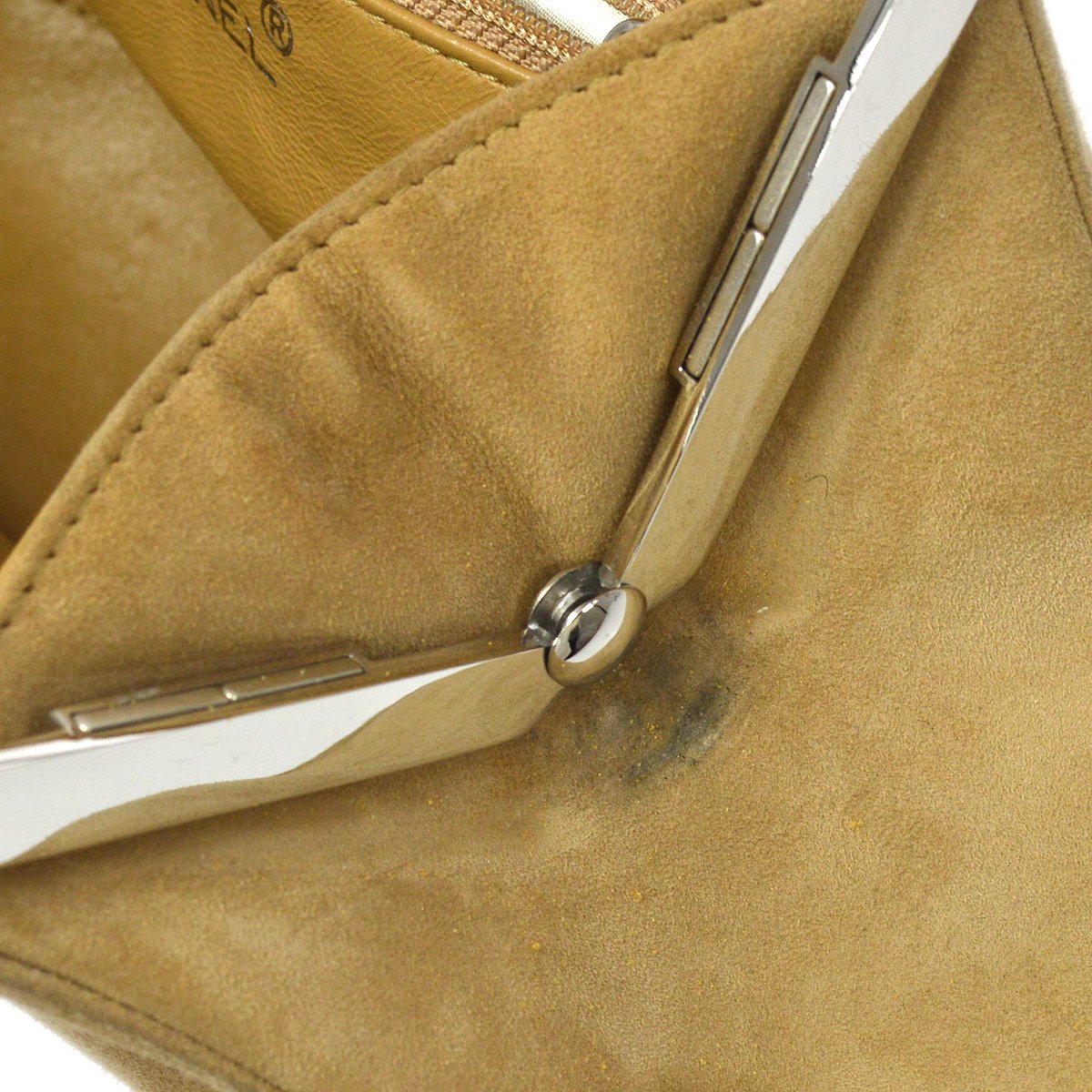 CHANEL 1997-1999 Beige Suede Evening Bag 80556