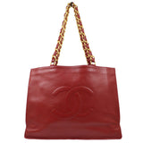 CHANEL 1991-1994 Red Lambskin XL Chain Tote Bag 91473