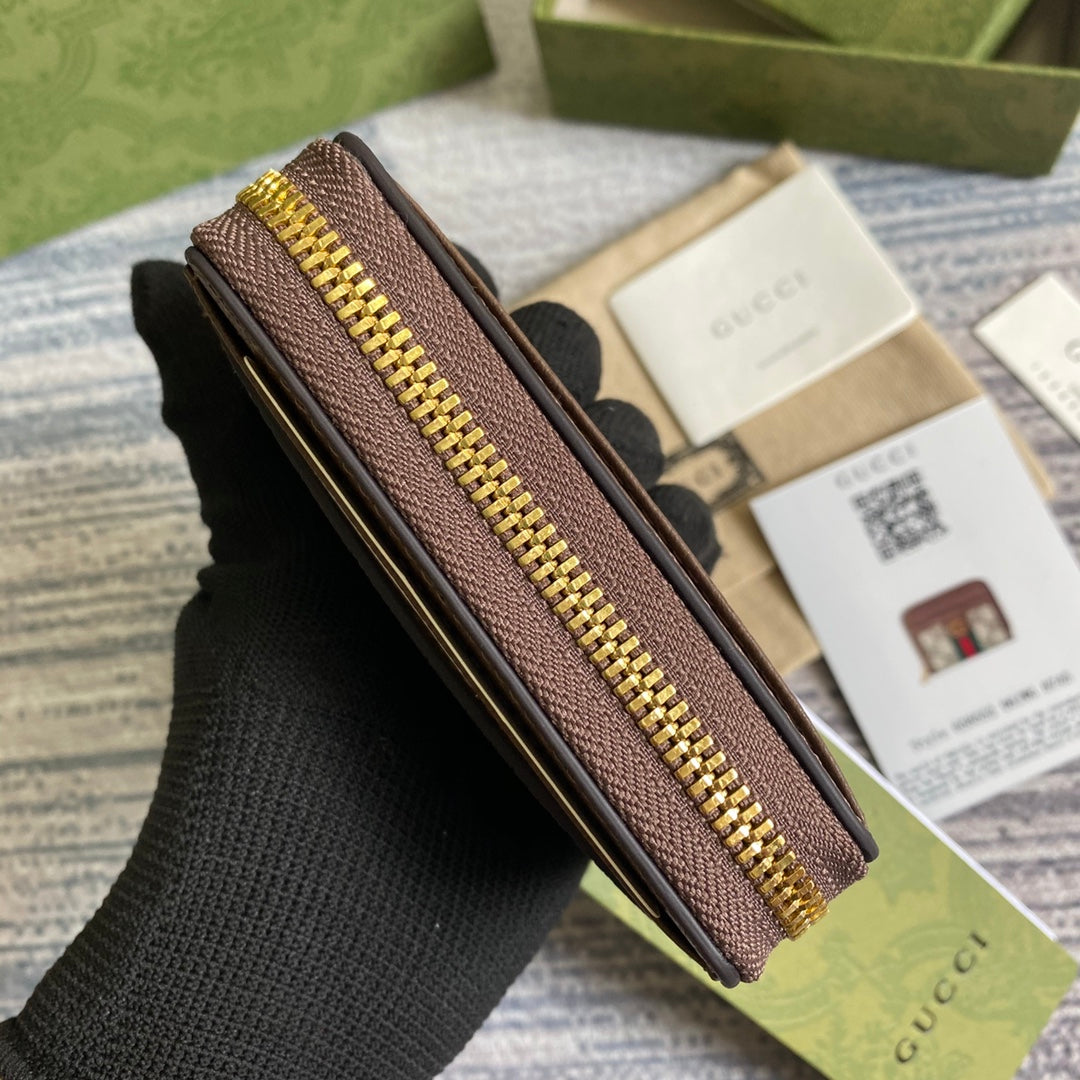 OPHIDIA GG 11 WALLET IN BEIGE AND EBONY CANVAS Amelia