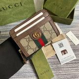 OPHIDIA GG 11 WALLET IN BEIGE AND EBONY CANVAS Amelia