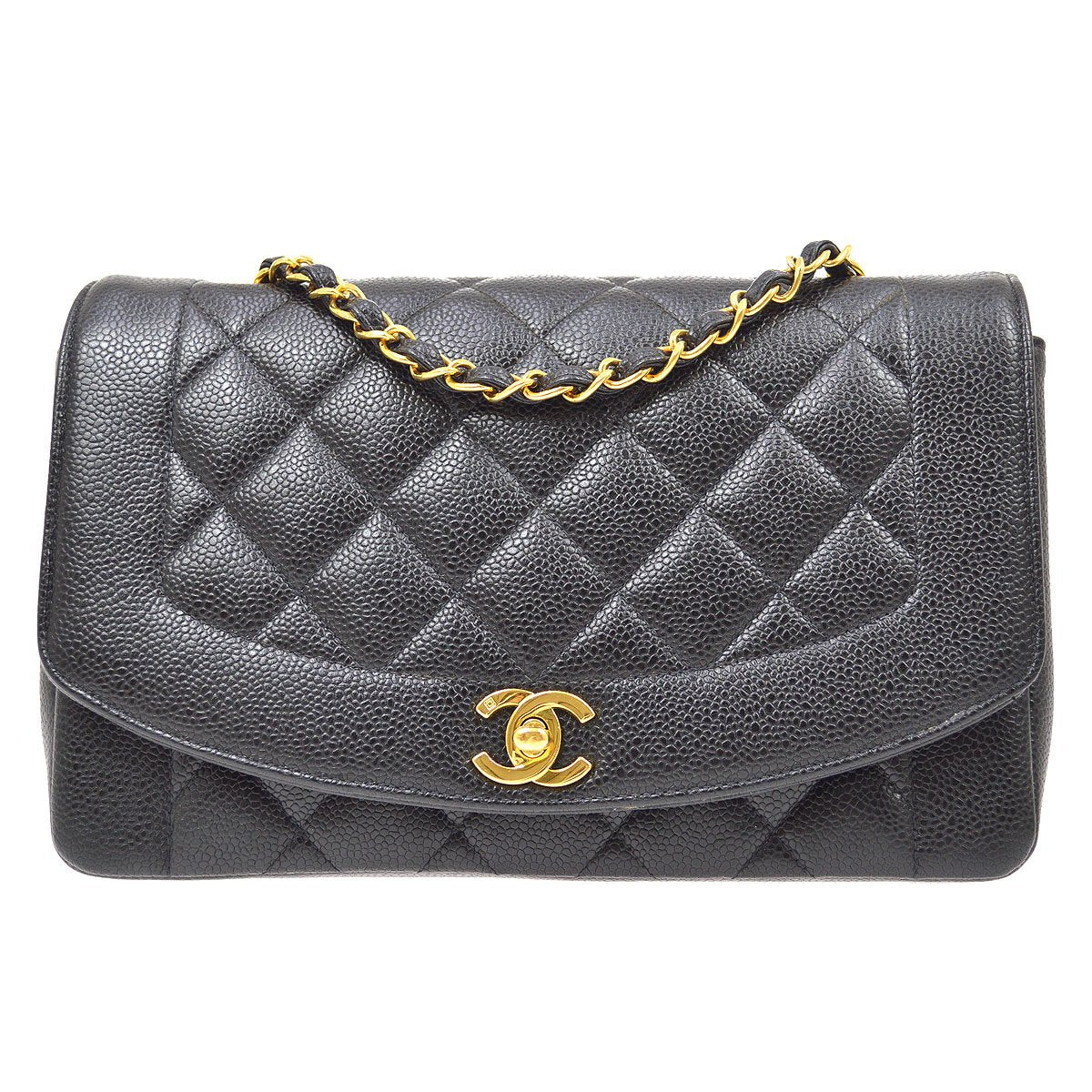 CHANEL 1994-1996 Black Caviar Diana Medium 71385