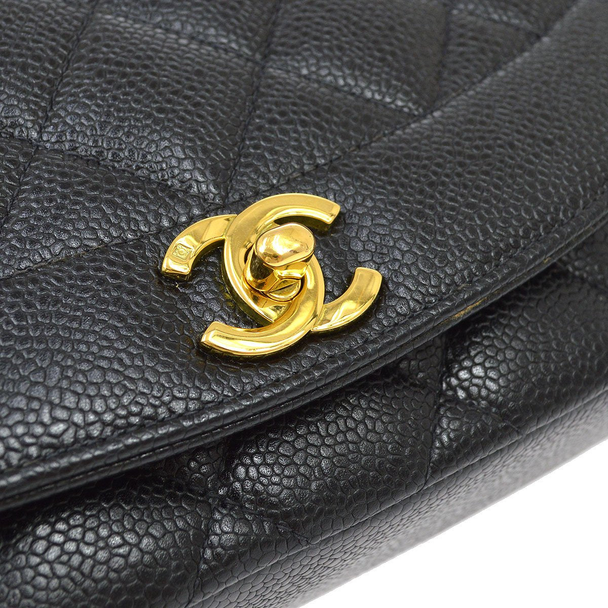 CHANEL 1994-1996 Black Caviar Diana Medium 71385