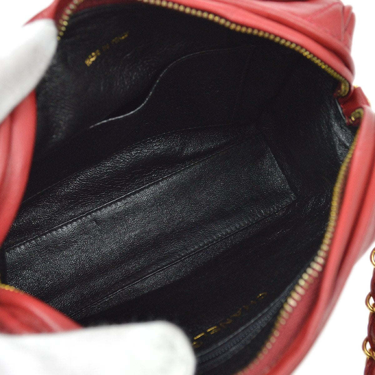 CHANEL 1994-1996 Red Lambskin Quilted Camera Bag Mini 61270