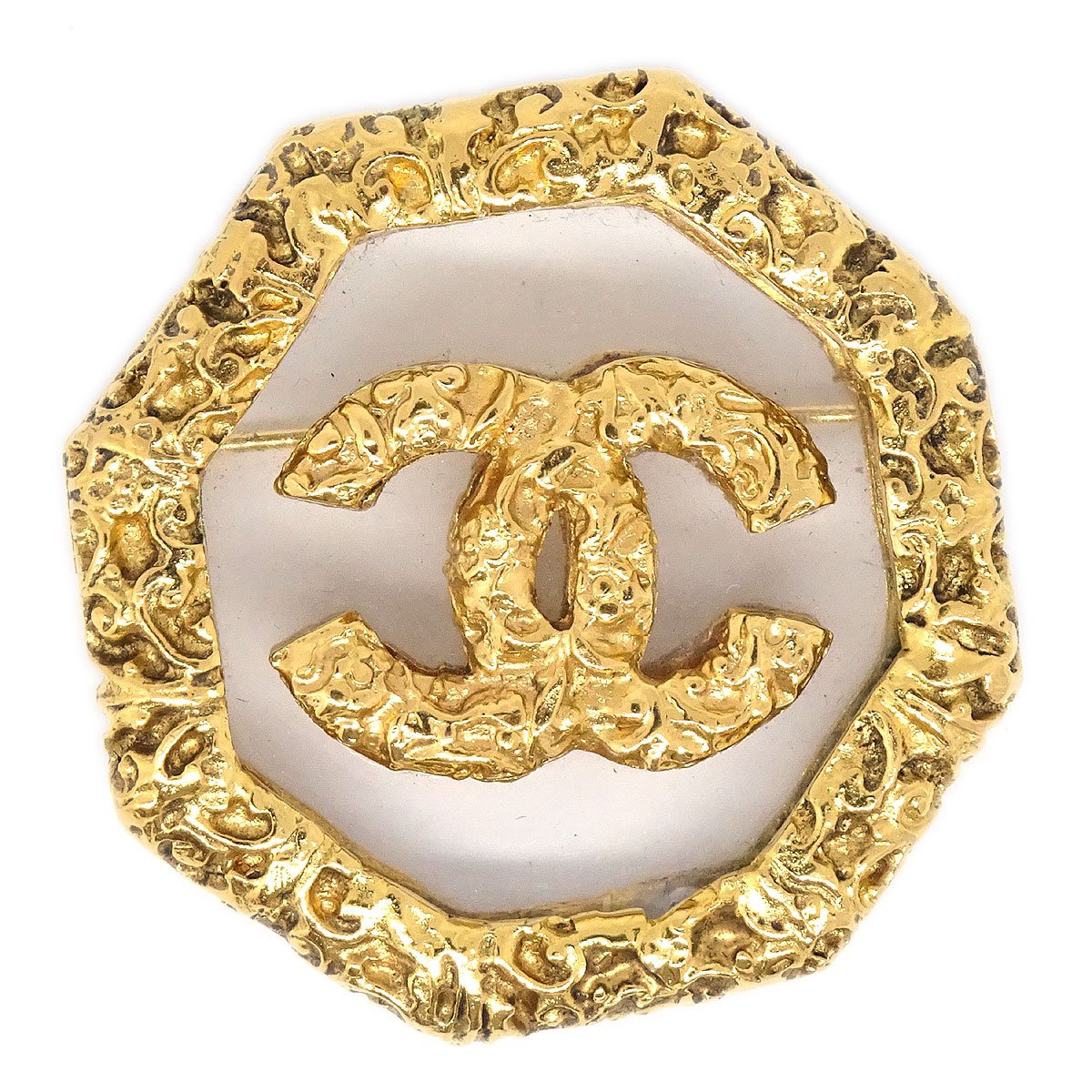 CHANEL 1993 Brooch Gold Clear 71353