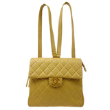 CHANEL 1994-1996 Beige Lambskin Quilted CF Backpack Medium 81133