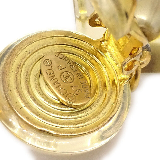 CHANEL 1997 Faux Teardrop Pearl Dangle Earrings Clip-On Gold 61750
