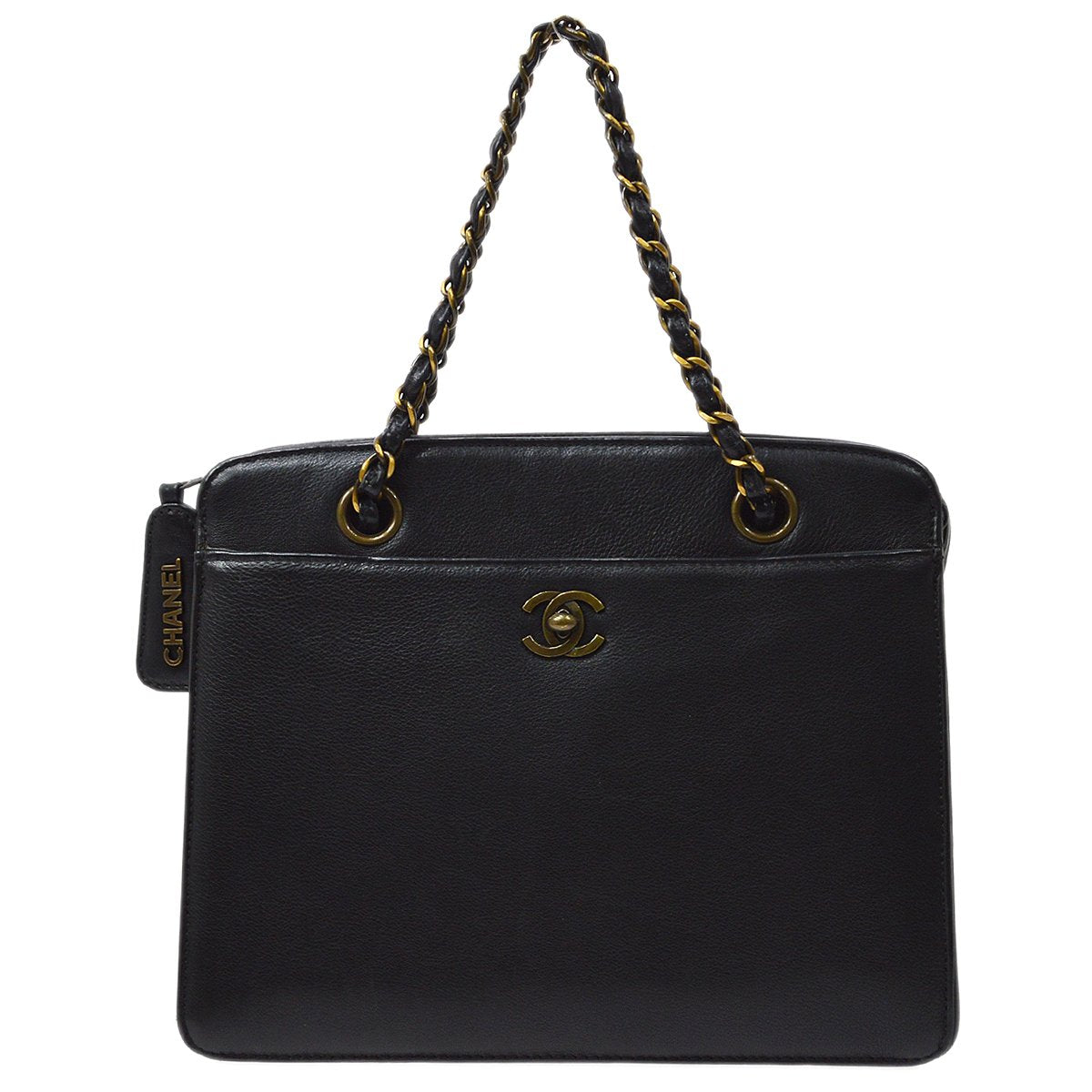 CHANEL 1997-1999 Chain Hand Bag Black 82578
