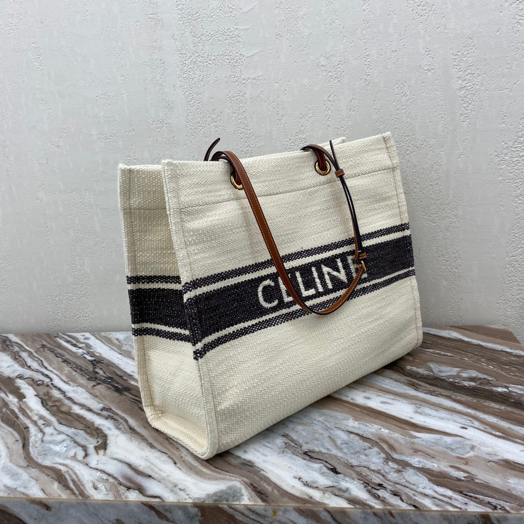 CANVAS TOTE 43 WHITE/BLACK DENIM Amelia
