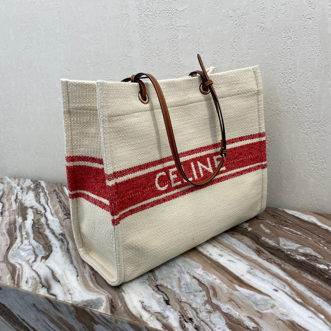 CANVAS TOTE 43 WHITE/RED DENIM Amelia