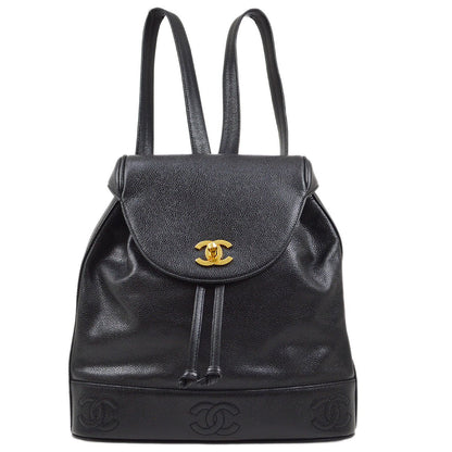 CHANEL 1996-1997 Triple CC Backpack Black Caviar