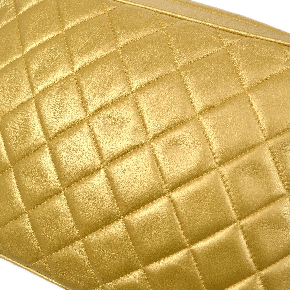 CHANEL 1991-1994 Gold Lambskin Quilted Pocket Camera Bag 81576