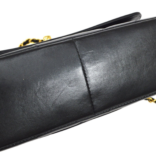 CHANEL Black Lambskin Chevron Top Handle Bag 72823