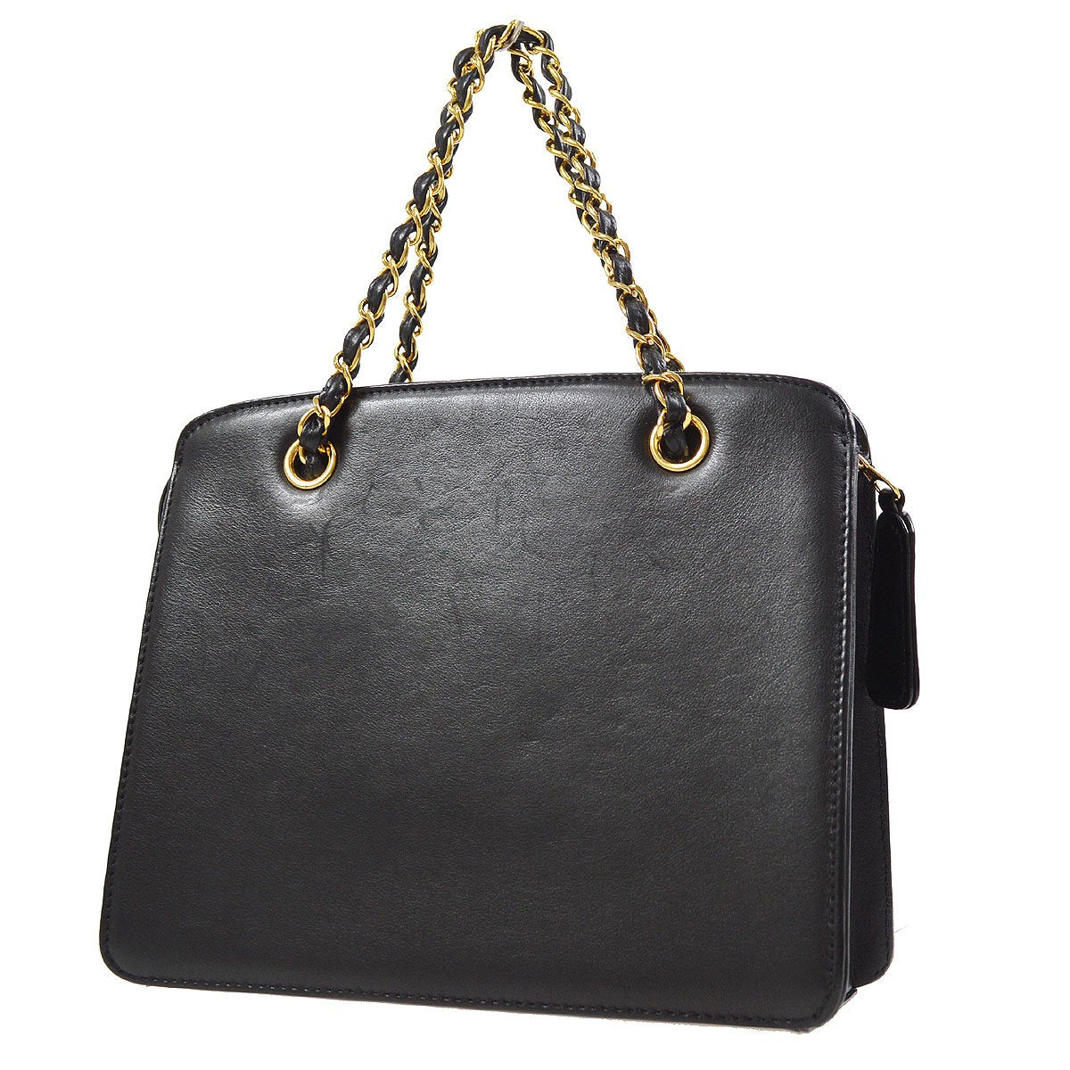 CHANEL 1997-1999 Chain Hand Bag Black Lambskin 83919