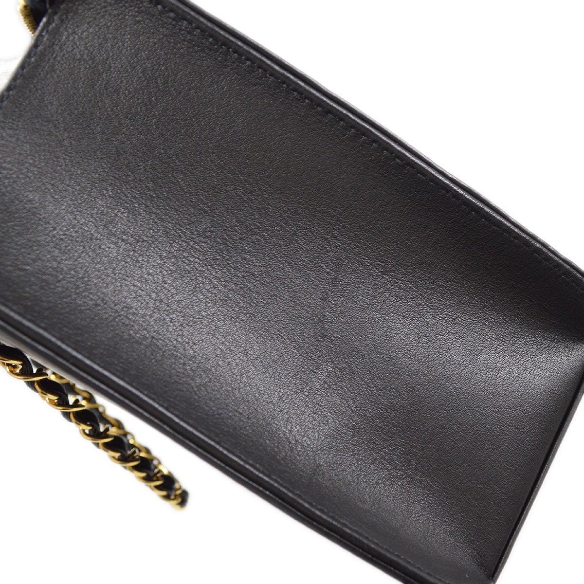 CHANEL 1997-1999 Chain Hand Bag Black Lambskin 83919
