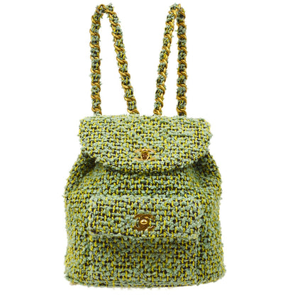 CHANEL 1994 Green Tweed DUMA Backpack Medium