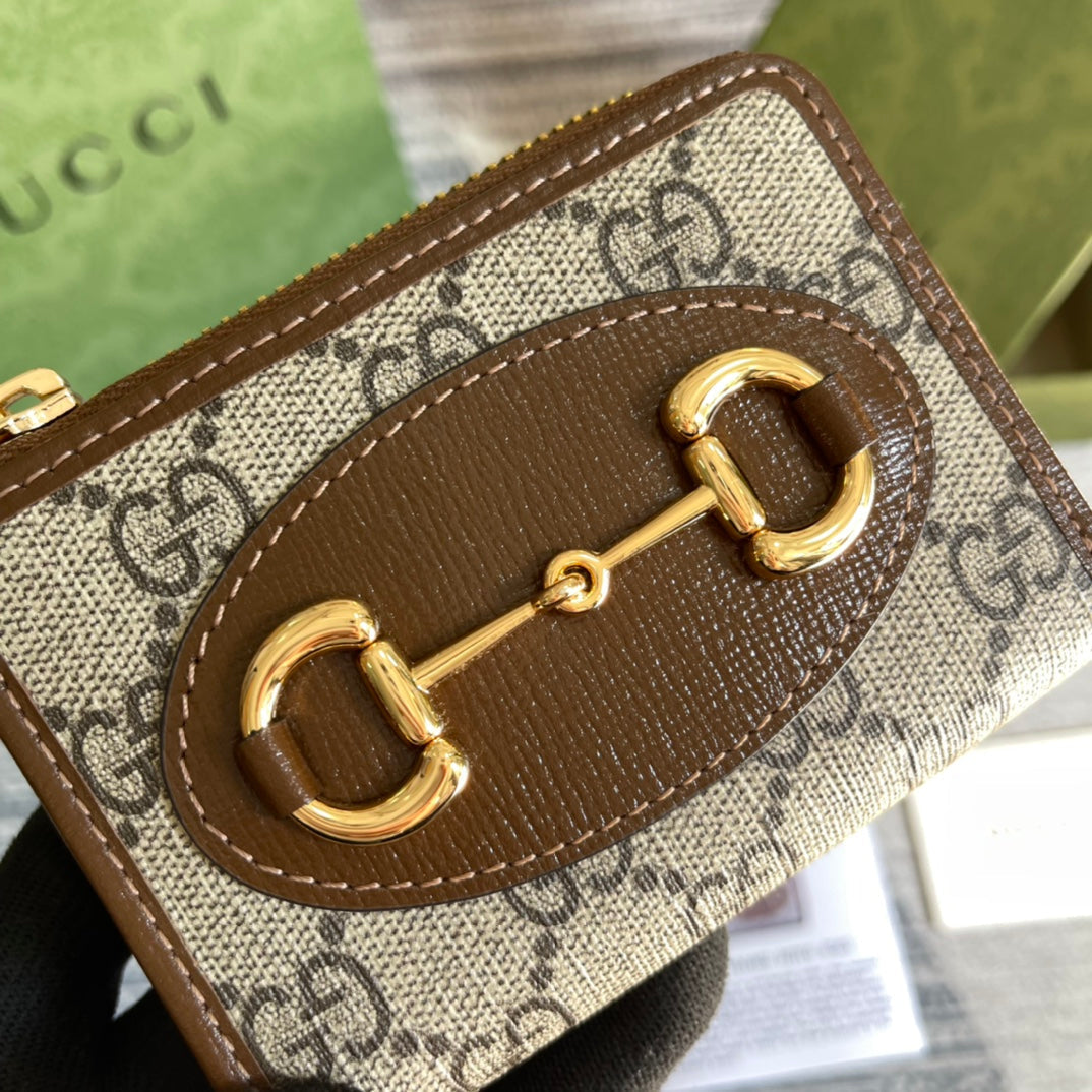 GG HORSEBIT 1955 MINI 11 WALLET BEIGE AND EBONY CANVAS Amelia Amelia