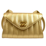 CHANEL 1994-1996 Gold Lambskin Vertical Shoulder Bag AK38097c