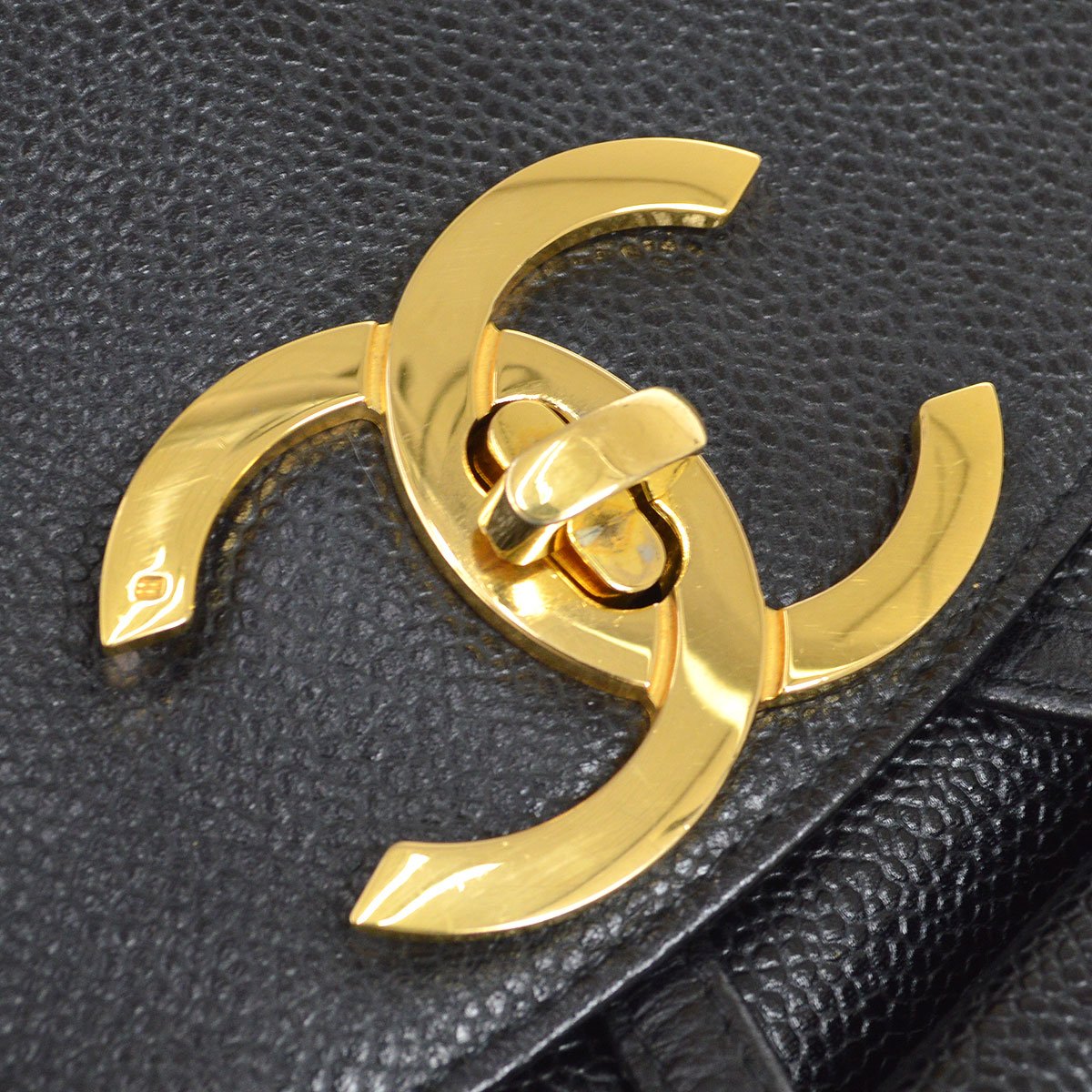CHANEL 1996-1997 Chain Backpack Black Caviar Skin 42408