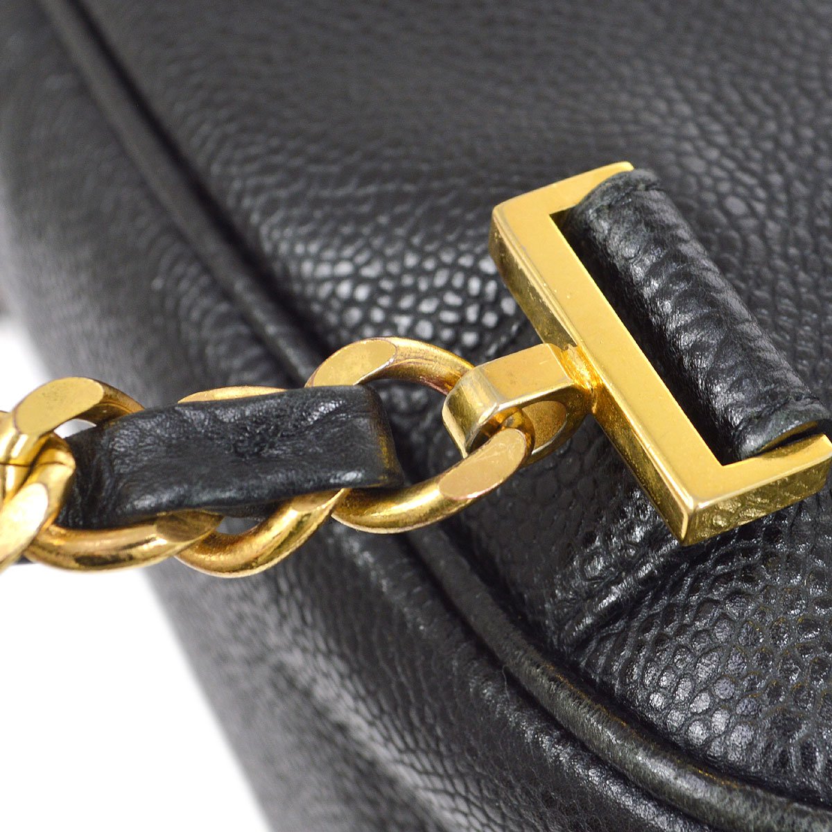 CHANEL 1996-1997 Chain Backpack Black Caviar Skin 42408