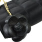 CHANEL 2009-2010 Camellia Choco Bar Single Chain Shoulder Bag Black Satin 51050