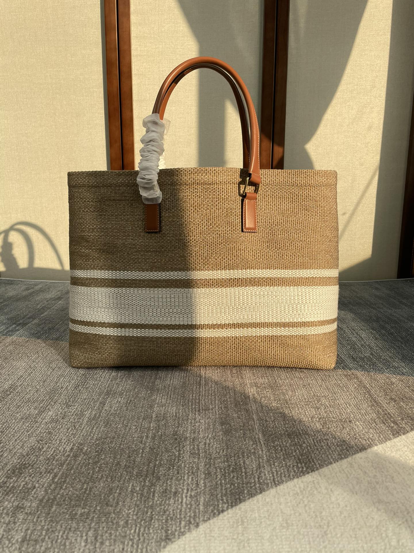 CABAS 44 PRINTED CANVAS BROWN WHITE TOTE Amelia Amelia
