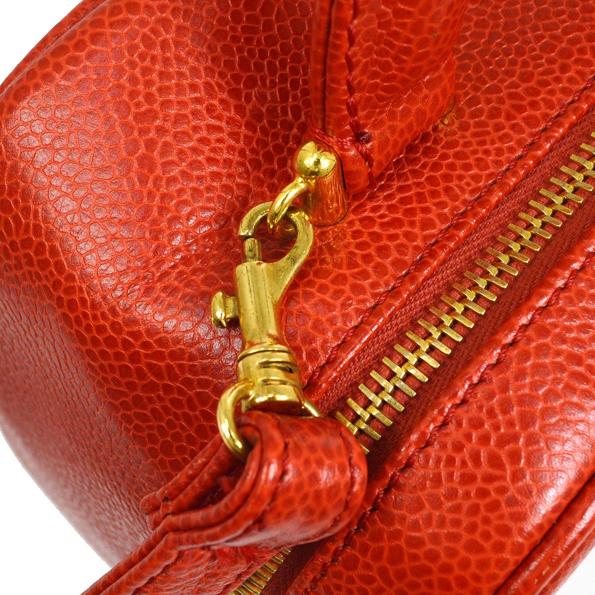 CHANEL 1997-1999 Red Caviar Lunch Box Vanity Small 06253