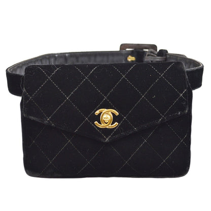 CHANEL 1994-1996 Black Velvet Belt Bag #70