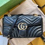 GG MARMONT MATELASSÉ LARGE 26 BAG BLACK CALFSKIN Amelia