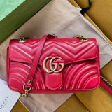 GG MARMONT MATELASSÉ LARGE 26 BAG RED PINK CALFSKIN Amelia Amelia