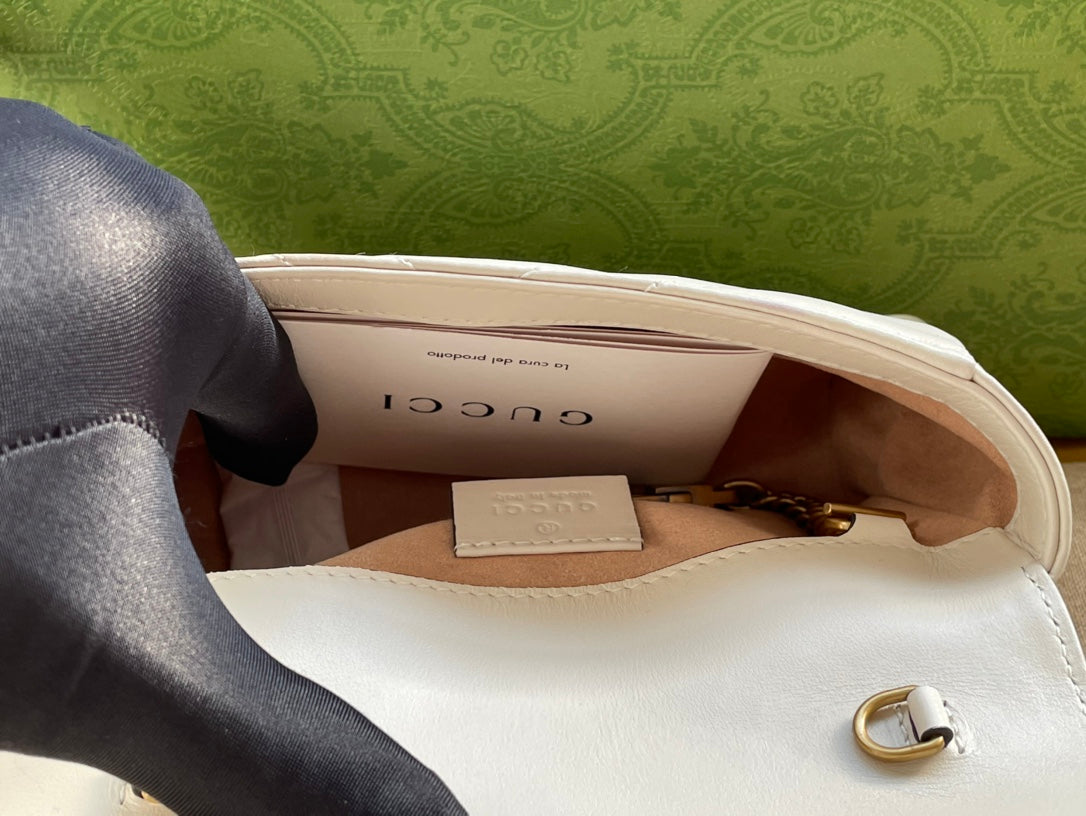 GG MARMONT MINI 16 BAG IN WHITE CALFSKIN Amelia Amelia