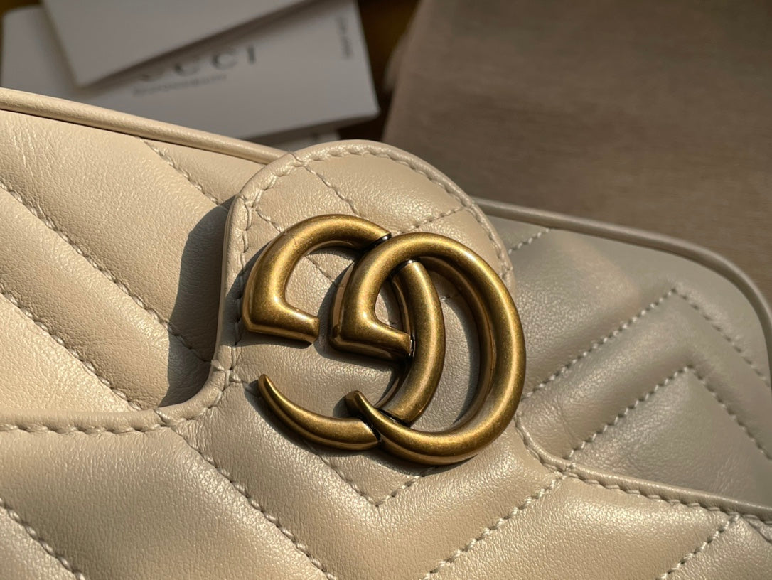 GG MARMONT MINI 16 BAG IN WHITE CALFSKIN Amelia Amelia