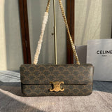 CHAIN SHOULDER BAG CLAUDE 33 IN BLACK TRIOMPHE CANVAS GOLD HARDWARE Amelia