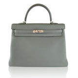 Hermes Kelly 25 Retourne Veau Togo Vert Amande Palladium Hardware