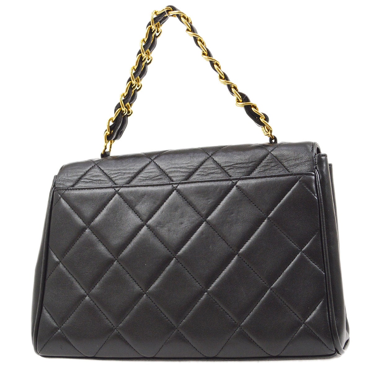 CHANEL Chain Hand Bag Black Lambskin 43277