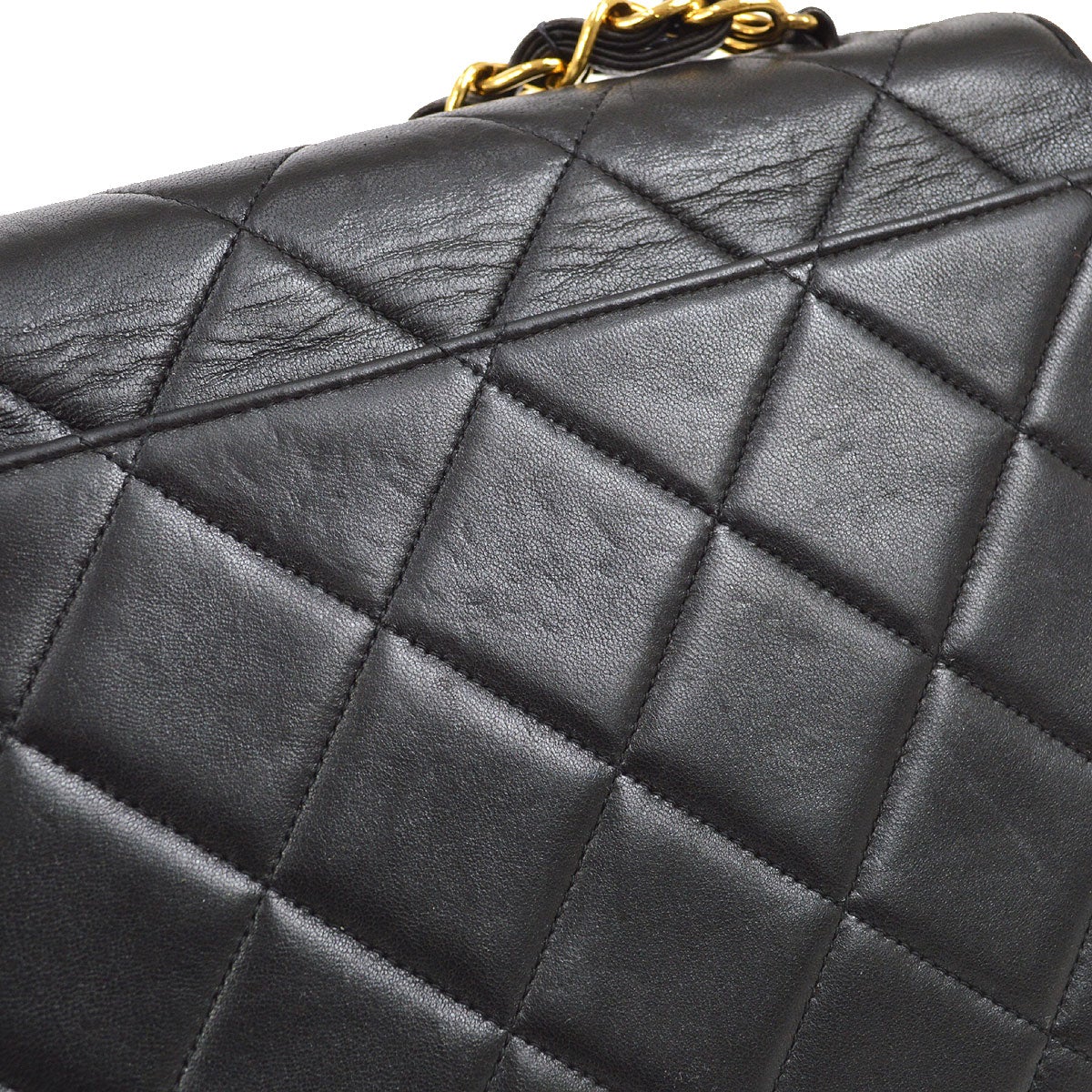 CHANEL Chain Hand Bag Black Lambskin 43277