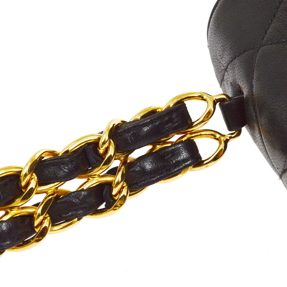 CHANEL Chain Hand Bag Black Lambskin 43277
