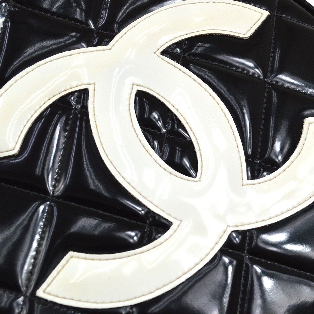 CHANEL Chain Vanity Round Hand Bag Black 72826