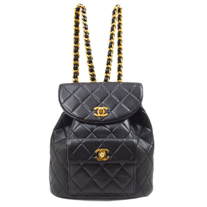 CHANEL 1994-1996 DUMA Backpack Medium Black Lambskin 42965
