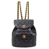 CHANEL 1994-1996 DUMA Backpack Medium Black Lambskin 42965