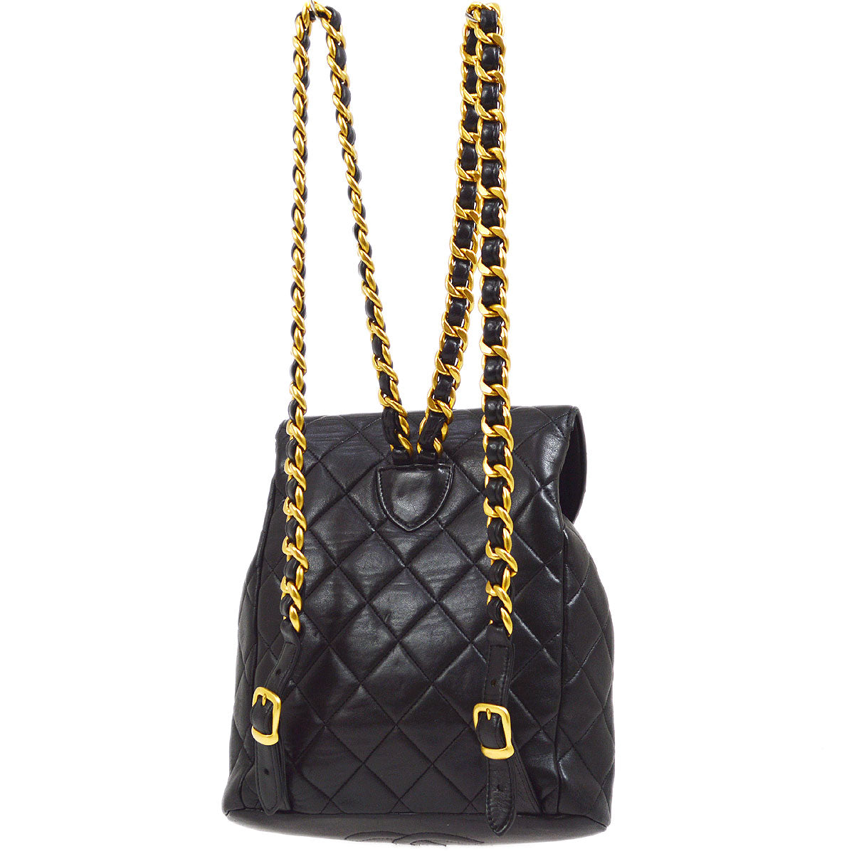 CHANEL 1994-1996 DUMA Backpack Medium Black Lambskin 42965