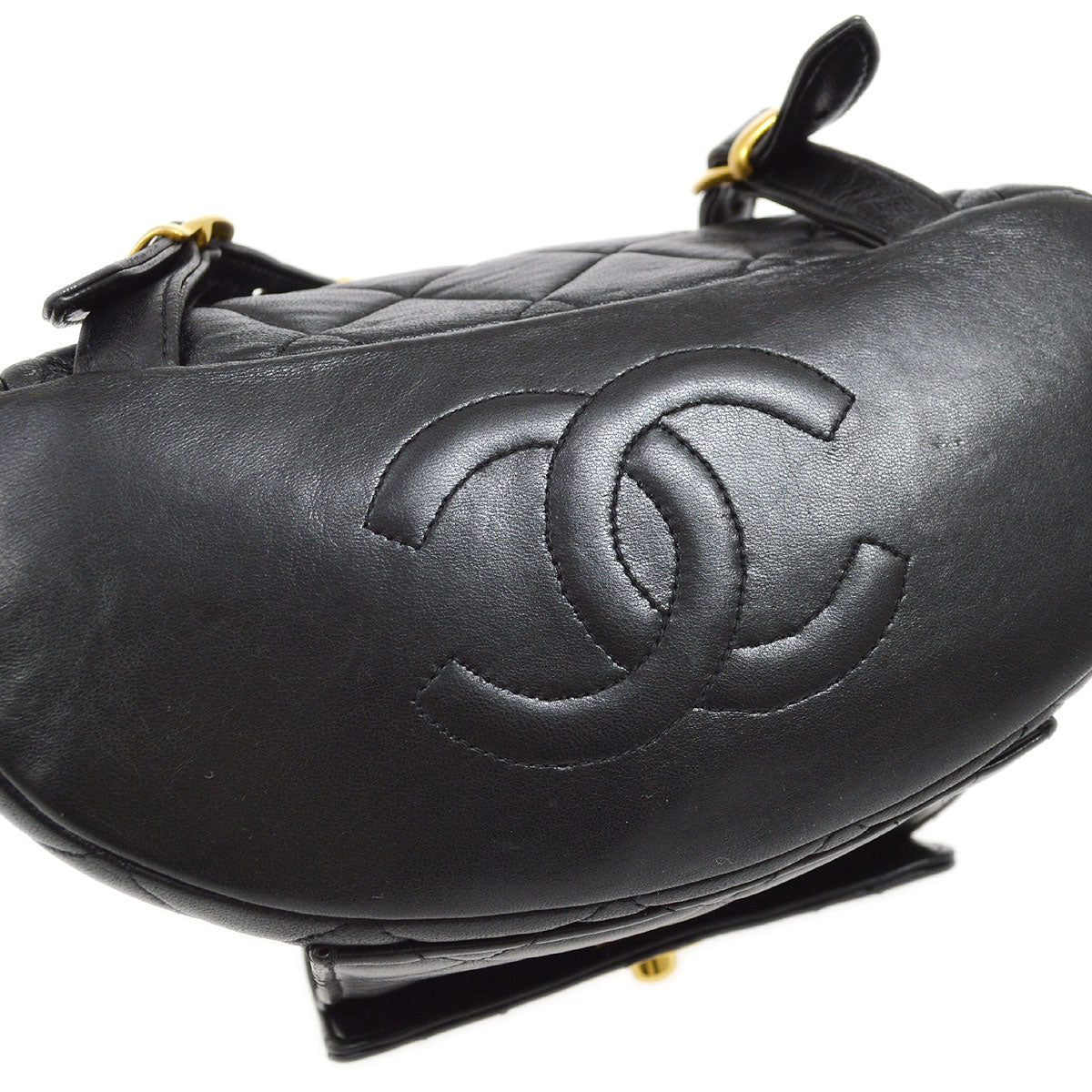 CHANEL 1994-1996 DUMA Backpack Medium Black Lambskin 42965